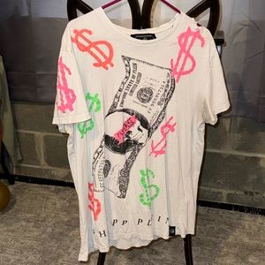 Philipp Plein Destroyed Graphic T Shirt Size Medium